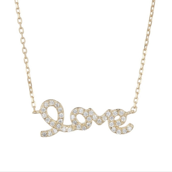 ADORNIA 14K GOLD PLATED SWAROVSKI CRYSTAL CURSIVE LOVE NECKLACE NEW IN BOX ❤ - Picture 4 of 8
